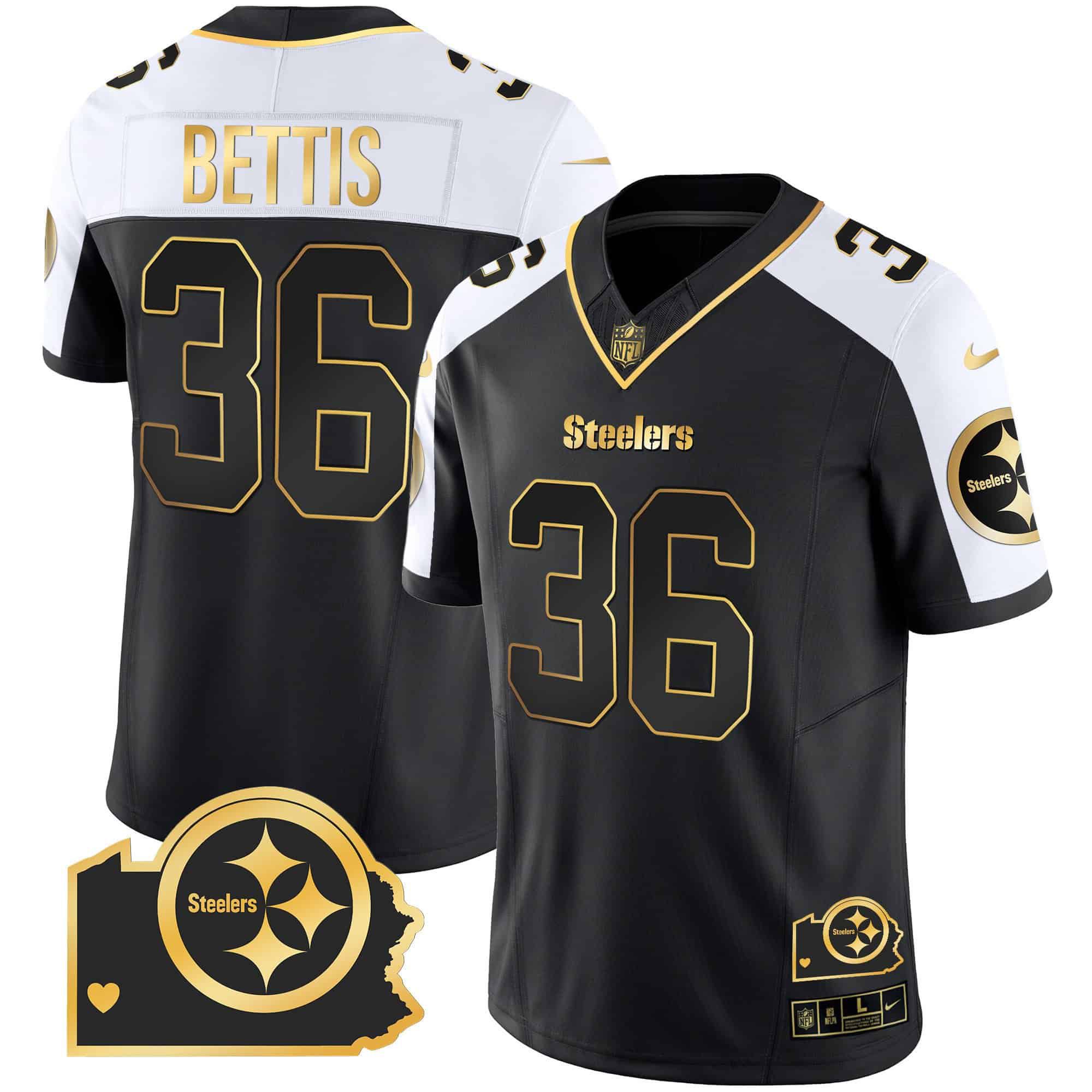 Men Pittsburgh Steelers #36 Bettis Black Gold 2024 Nike Home Patch Vapor Limited NFL Jersey->indianapolis colts->NFL Jersey